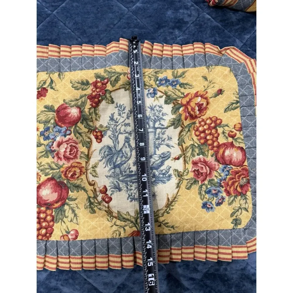 VTG Jane Wilner Rooster French Cottage Toile 7 Piece Duvet Set Shams King